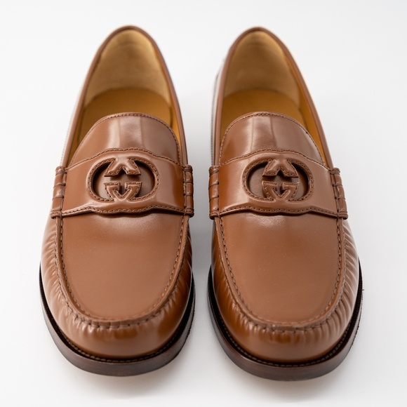size 12.5G - Gucci Brown Leather Loafers GG Interlocking main image 9